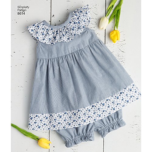 Simplicity US8614AS Baby Dress, Underwear, and Romper Sewing Patterns, Sizes XXS-L