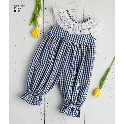 Simplicity US8614AS Baby Dress, Underwear, and Romper Sewing Patterns, Sizes XXS-L