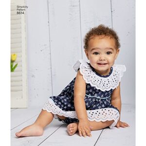 Simplicity US8614AS Baby Dress, Underwear, and Romper Sewing Patterns, Sizes XXS-L