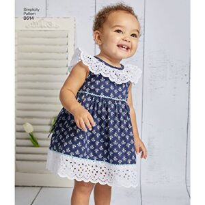 Simplicity US8614AS Baby Dress, Underwear, and Romper Sewing Patterns, Sizes XXS-L