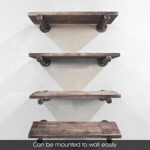 Diwhy 20" Industrial Pipe Shelves,Wall Mounted Metal Pipe Wood Shelf, Rustic Wall Shelf with Towel Bar,Towel Racks for Bathroom,Rustic Pipe Ladder Bookshelf Bookcase,DIY Open Pipe Shelving(1 Tier)
