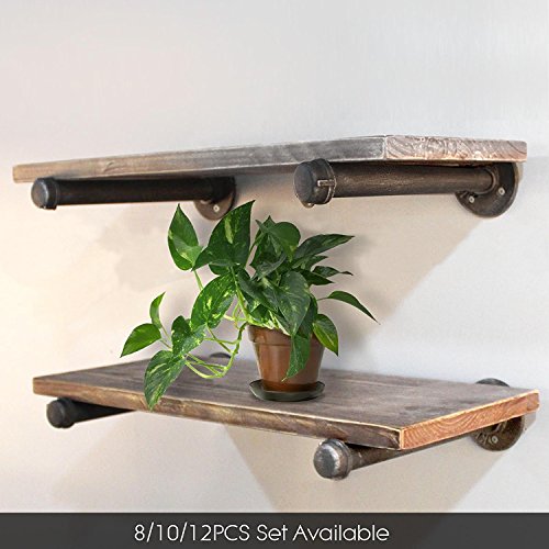 Diwhy 20" Industrial Pipe Shelves,Wall Mounted Metal Pipe Wood Shelf, Rustic Wall Shelf with Towel Bar,Towel Racks for Bathroom,Rustic Pipe Ladder Bookshelf Bookcase,DIY Open Pipe Shelving(1 Tier)