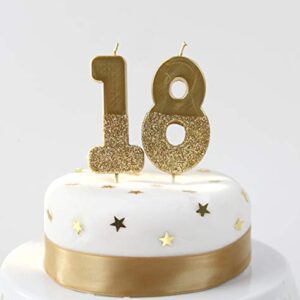 Gold Glitter Number 1 Birthday Candle| Premium Quality Cake Topper Decoration | Pretty, Sparkly For Kids, Adults, Teenagers, 1st Birthday Party, 18th, 21st, Anniversary, Milestone Age