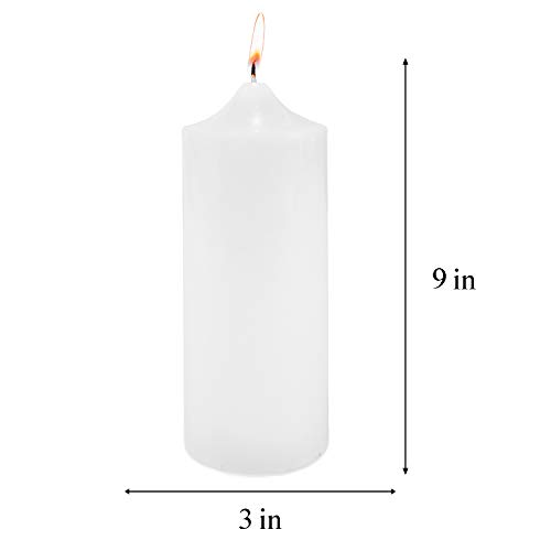 Super Z Outlet 3" x 9" Unscented White Pillar Candle for Weddings, Home Decoration, Spa, Relaxation, Smokeless Cotton Wick. (1 Candle)