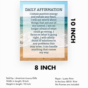 "Daily Affirmations- Self Talk"-8 x 10" Inspirational Poster Print. Motivational Wall Art-Ready to Frame. Ideal for Home Décor-Office Décor. Program Yourself to Win the Day! Great Gift for Graduates.