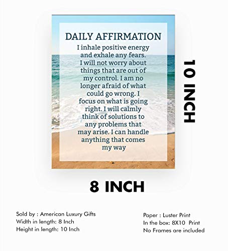 "Daily Affirmations- Self Talk"-8 x 10" Inspirational Poster Print. Motivational Wall Art-Ready to Frame. Ideal for Home Décor-Office Décor. Program Yourself to Win the Day! Great Gift for Graduates.