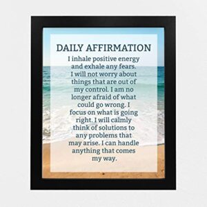 "Daily Affirmations- Self Talk"-8 x 10" Inspirational Poster Print. Motivational Wall Art-Ready to Frame. Ideal for Home Décor-Office Décor. Program Yourself to Win the Day! Great Gift for Graduates.