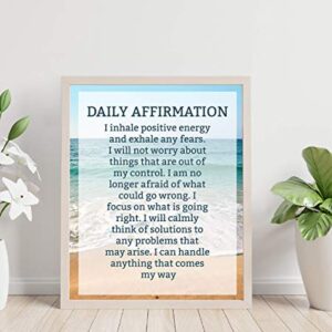 "Daily Affirmations- Self Talk"-8 x 10" Inspirational Poster Print. Motivational Wall Art-Ready to Frame. Ideal for Home Décor-Office Décor. Program Yourself to Win the Day! Great Gift for Graduates.