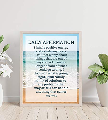 "Daily Affirmations- Self Talk"-8 x 10" Inspirational Poster Print. Motivational Wall Art-Ready to Frame. Ideal for Home Décor-Office Décor. Program Yourself to Win the Day! Great Gift for Graduates.