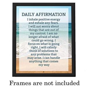 "Daily Affirmations- Self Talk"-8 x 10" Inspirational Poster Print. Motivational Wall Art-Ready to Frame. Ideal for Home Décor-Office Décor. Program Yourself to Win the Day! Great Gift for Graduates.