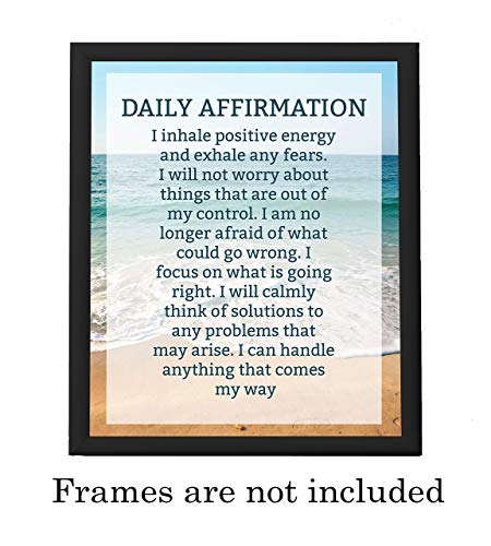 "Daily Affirmations- Self Talk"-8 x 10" Inspirational Poster Print. Motivational Wall Art-Ready to Frame. Ideal for Home Décor-Office Décor. Program Yourself to Win the Day! Great Gift for Graduates.