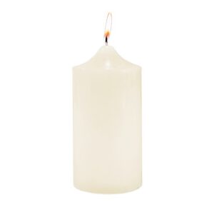 super z outlet 3″ x 6″ unscented ivory pillar candle for weddings, home decoration, relaxation, spa, smokeless cotton wick. (1 candle)