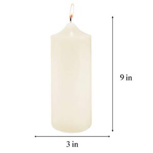 Super Z Outlet 3" x 9" Unscented Ivory Pillar Candle for Weddings, Home Decoration, Relaxation, Spa, Smokeless Cotton Wick. (1 Candle)