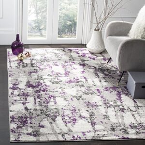 safavieh skyler collection 5’1″ x 7’6″ grey / purple sky193r modern abstract non-shedding living room bedroom area rug