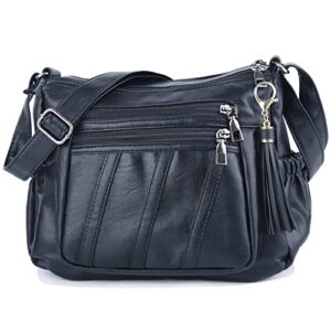 elda crossbody bag for women with tassel pocketbooks soft pu leather ladies purses and handbag multi pocket shoulder bag