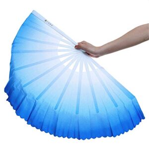 ZooBoo 1pair Plastic Taichi Kungfu Fan Dancing Fans Martial Arts Sports Folding Hand Fan 13inch (Blue)