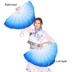 ZooBoo 1pair Plastic Taichi Kungfu Fan Dancing Fans Martial Arts Sports Folding Hand Fan 13inch (Blue)