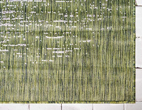 Unique Loom Modern Collection Gradient, Distressed, Vintage, Abstract, Indoor and Outdoor Area Rug, 2 ft x 6 ft, Green/Beige