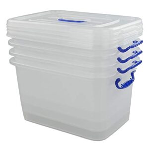 vababa 4-pack 12 l clear plastic latch storage boxes with lids