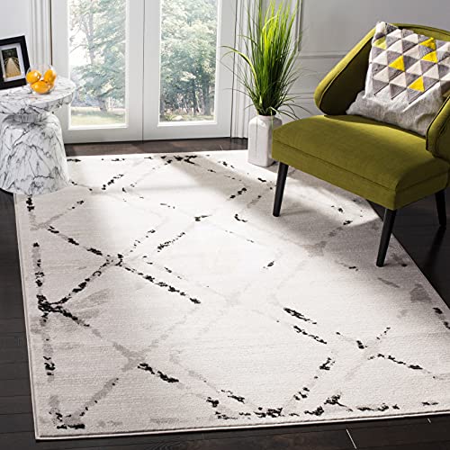 SAFAVIEH Skyler Collection 3' x 5' Ivory/Grey SKY197H Boho Diamond Non-Shedding Living Room Bedroom Accent Rug