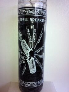 spell breaker (rompe conjuros) 7 day unscented black candle in glass