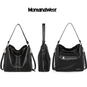 Montana West Hobo Bag for Women Large Vegan Leather Purses and Handbags Tote Bags Crossbody Shoulder Bag with Holster MWC-G1001BK