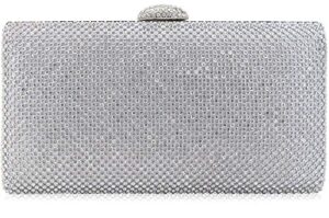 dexmay large rhinestone crystal clutch evening bag women formal purse for cocktail prom party silver