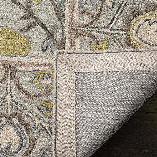 SAFAVIEH Roslyn Collection 8' x 10' Light Grey/Multi ROS908A Handmade Floral Wool Area Rug