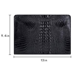 CLARA Crocodile Pattern Clutch Purse Oversized PU Leather Envelope Clutch Evening Handbag Black