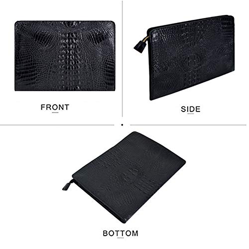 CLARA Crocodile Pattern Clutch Purse Oversized PU Leather Envelope Clutch Evening Handbag Black