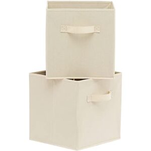 BASTUO Storage Bins 6-Pack Cloth Storage Cube with 2 Handles, Foldable Cube Organizer Basket for Kids Room, Closet and Toys Storage, Beige