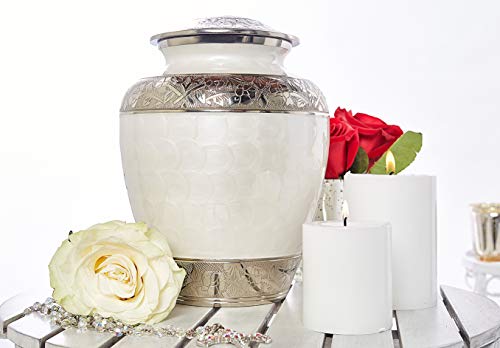 Urn for Human Ashes Adult Memorial urn Funeral Cremation Urns Large Burial Urns for Ashes - The Pearl Rose Adult Urn Large Size