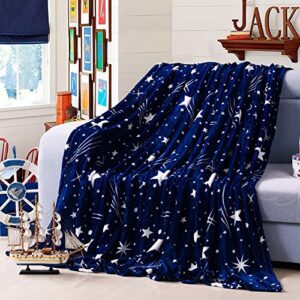 chezmax throw blanket ultra soft blanket quilt lightweight plush fleece bed blanket cozy towel blanket breathable warm throw for stadium couch bed sofa chair office car starry sky-blue queen(79″x91″)