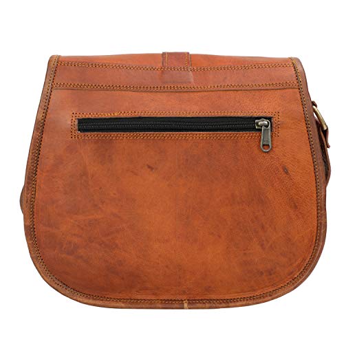 WerKens 11 Inch Leather crossbody bags Women Shoulder Bag Satchel Ladies Tote Travel Purse Vintage Handmade Purse - Brown