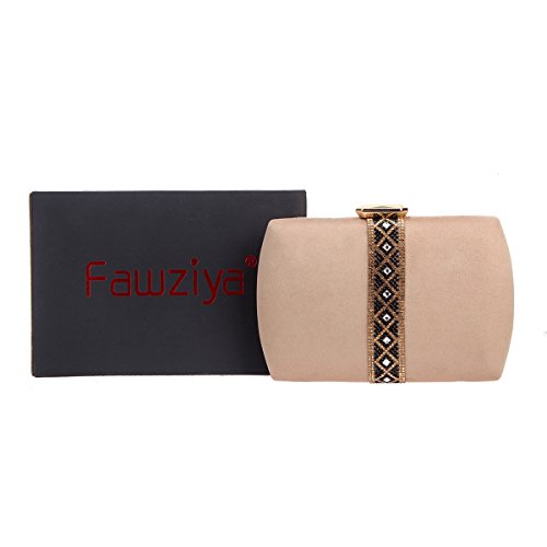 Fawziya Velvet Diamonds Evening Purses For Women Clutch Bags-Beige