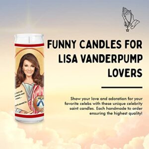 Lisa V Celebrity Prayer Candle - Funny Saint Candle - 8 inch Glass Prayer Votive - 100% Handmade in USA - Novelty Celebrity Gift