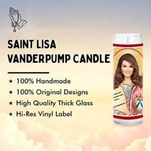 Lisa V Celebrity Prayer Candle - Funny Saint Candle - 8 inch Glass Prayer Votive - 100% Handmade in USA - Novelty Celebrity Gift