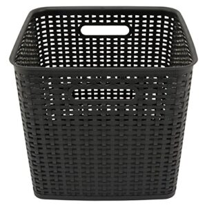 advantus plastic weave bin, extra large, 12.6″ x 11.1″ x 16.6″, black