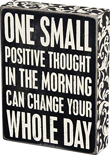 Primitives by Kathy 22675 Floral Trimmed Box Sign, 6" x 8", Positive Thought