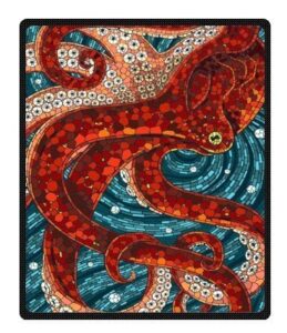 beebee printing red octopus velvet plush throw blanket bed blankets super soft and cozy fleece feeling blanket for travelling 58″ x80”