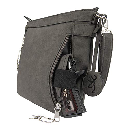 Browning Concealed Carry Purse, Premium Holstered Handbag with Safety Locking Option, Catrina (Charcoal)