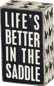 primitives by kathy 22205 horse-print trimmed box sign, 3 x 5-inches, life’s better in the saddle