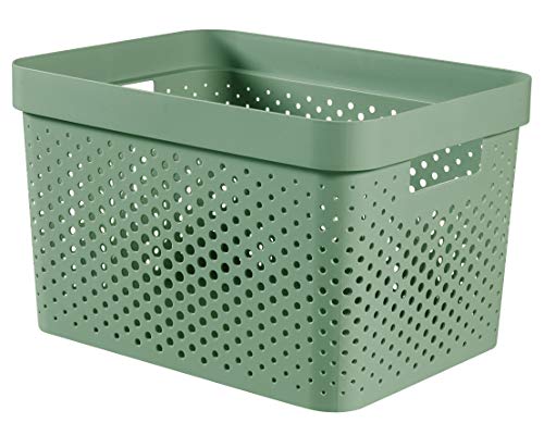 Curver | Infinity 17L Tray, Green, 35.5 x 26.2 x 21.9 cm, Recycled Plastic