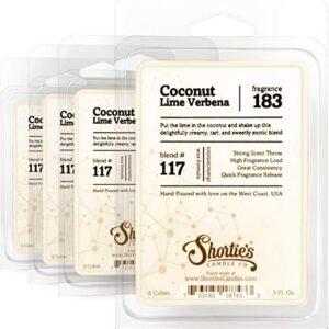 Shortie's Candle Company Coconut Lime Verbena Wax Melts Bulk Pack - Formula 117-4 Highly Scented Bars - Made with Natural Oils - Fruit & Berry Air Freshener Cubes Collection