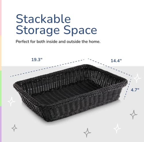 Colorbasket Rectangular Thick Trim Storage Basket, Large, Black