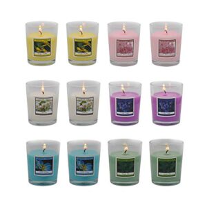 set of 12 scented candles with 6 fragrances, natural soy wax votive candles for party dinner yoga and thanksgiving