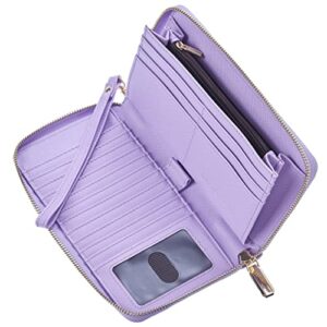 chelmon womens wallet leather rfid blocking purse credit card clutch(ch light purple)