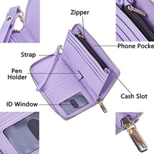 Chelmon Womens Wallet Leather RFID Blocking Purse Credit Card Clutch(CH Light Purple)