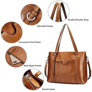 S-ZONE Women Genuine Leather Top Handle Satchel Daily Work Tote Shoulder Bag
