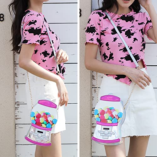 ENJOININ Gumball Machine Shaped Handbag for Women Novelty Crossbody Bag Cute Cartoon Girls' Shoulder Bag